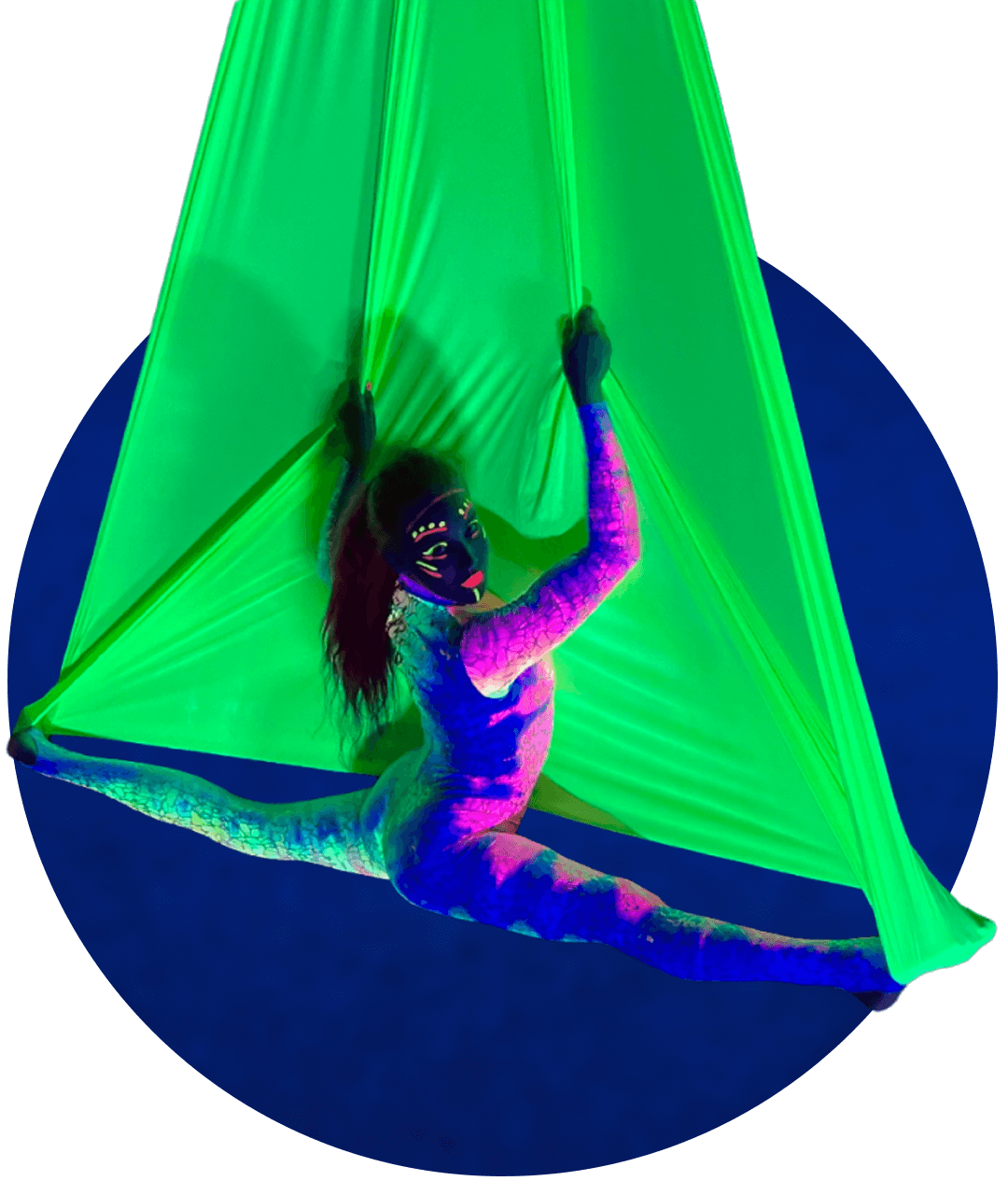 Aerial Hammock - published Neon Circus performance