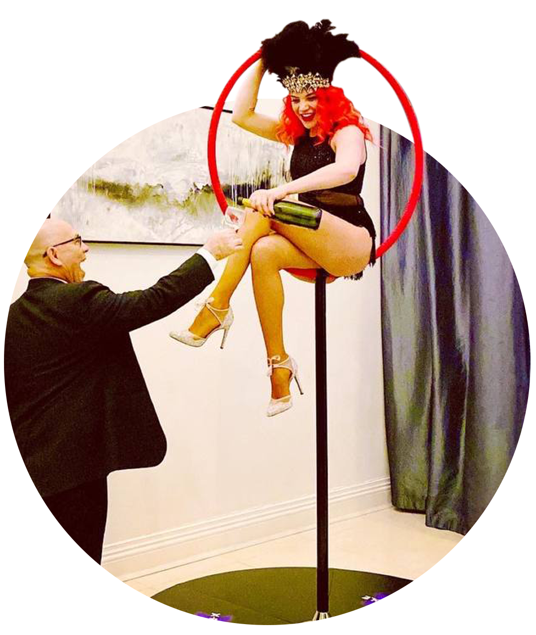 Aerial Bartender - published Neon Circus performance